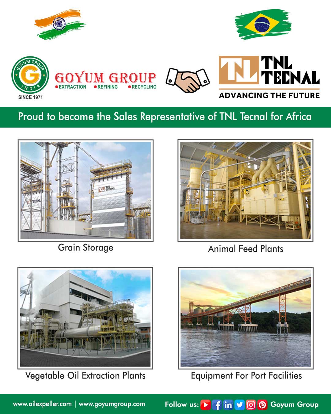 Fiers de devenir le représentant commercial de TNL Tecnal pour l’Afrique